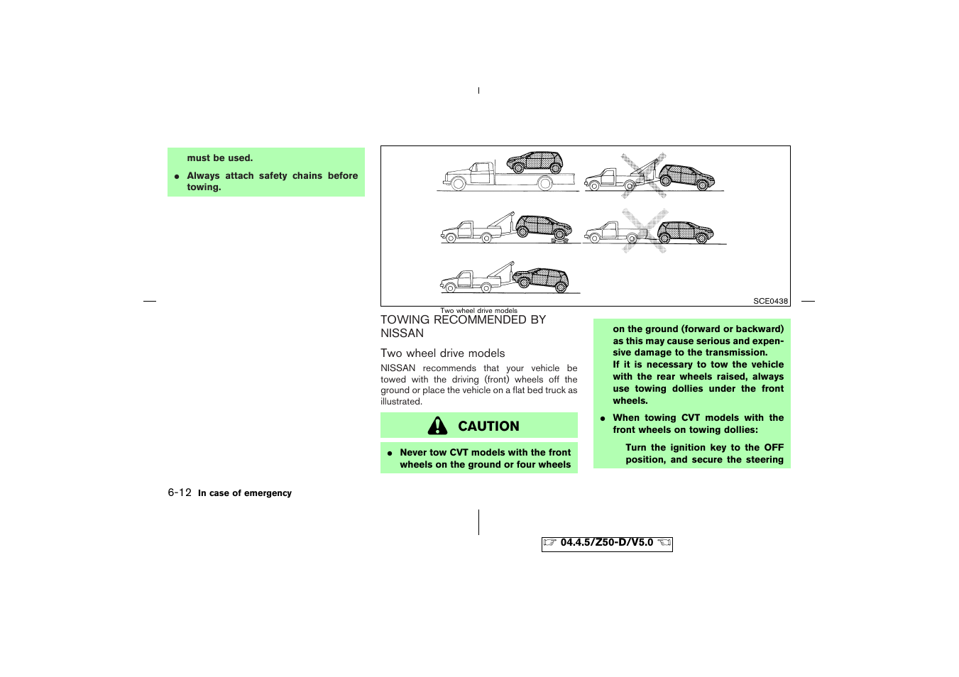 Towing recommended by nissan -12 | NISSAN CVT SIC0697 User Manual | Page 201 / 283