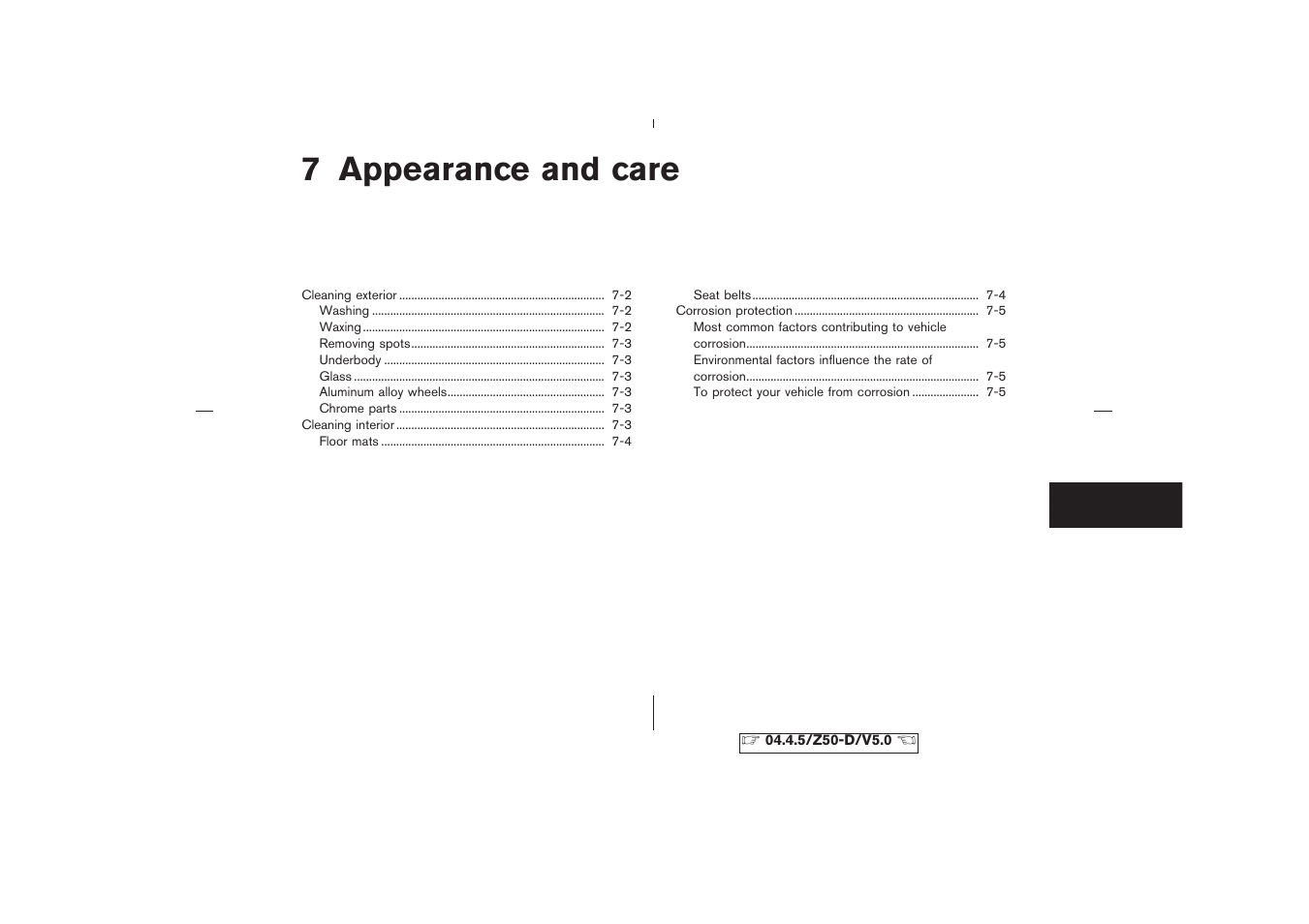 Appearance and care, 7 appearance and care | NISSAN CVT SIC0697 User Manual | Page 204 / 283
