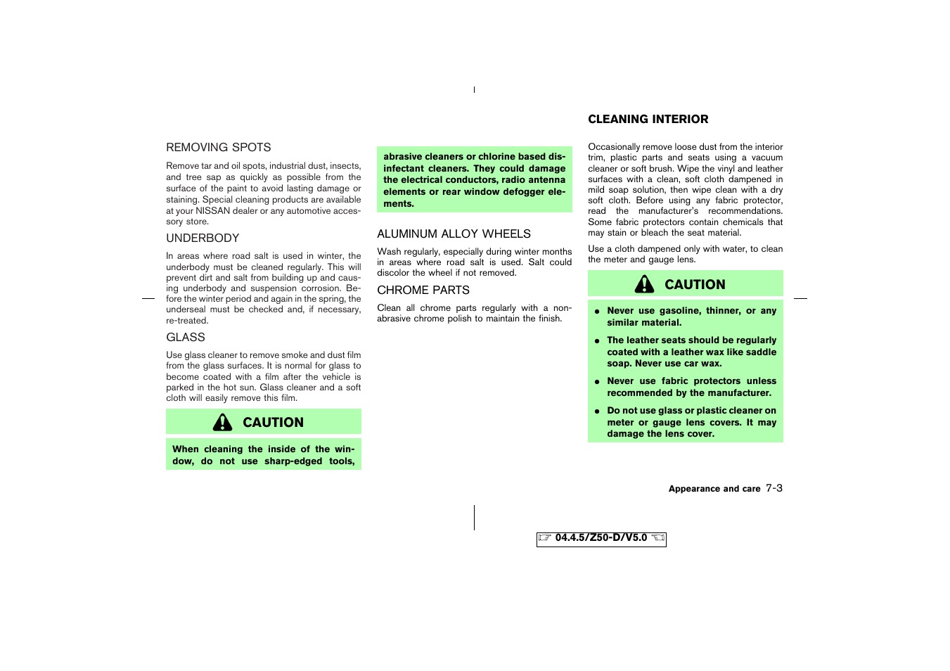 Cleaning interior -3 | NISSAN CVT SIC0697 User Manual | Page 206 / 283