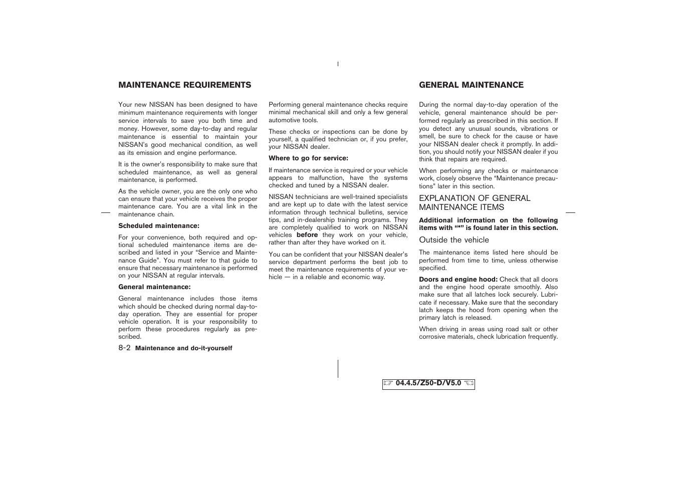Engine cooling system -8, Checking engine coolant level -8 | NISSAN CVT SIC0697 User Manual | Page 211 / 283