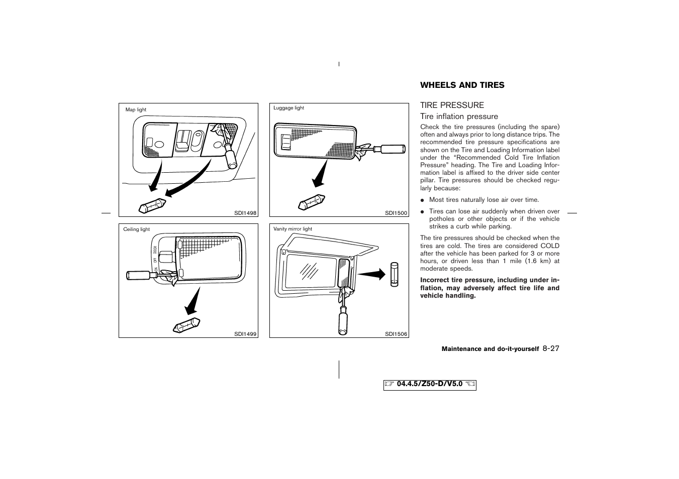 Changing wheels and tires -33 | NISSAN CVT SIC0697 User Manual | Page 236 / 283
