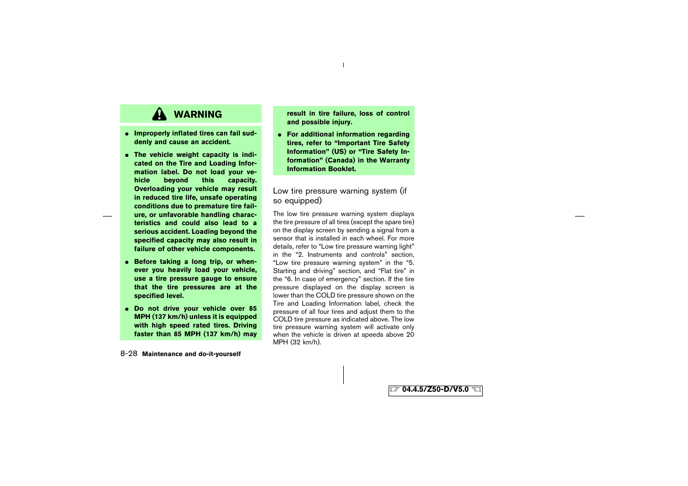 Warning | NISSAN CVT SIC0697 User Manual | Page 237 / 283