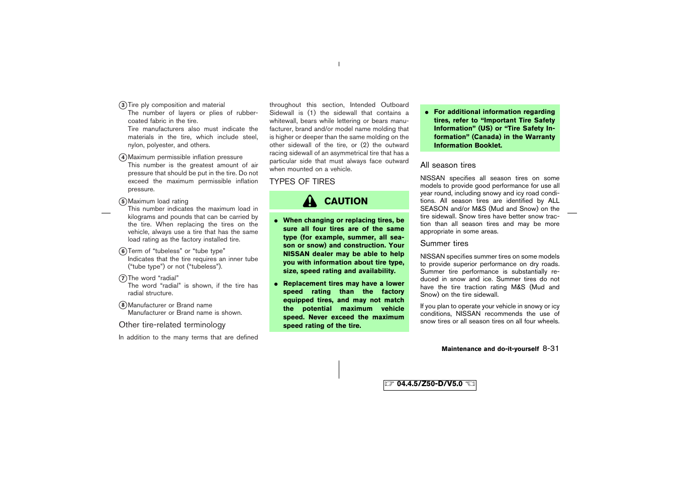 Caution | NISSAN CVT SIC0697 User Manual | Page 240 / 283