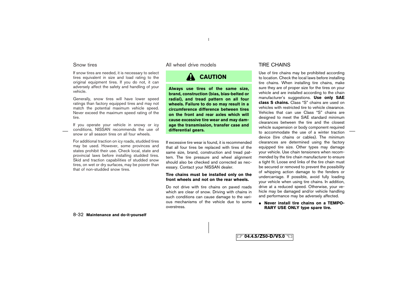 Caution | NISSAN CVT SIC0697 User Manual | Page 241 / 283