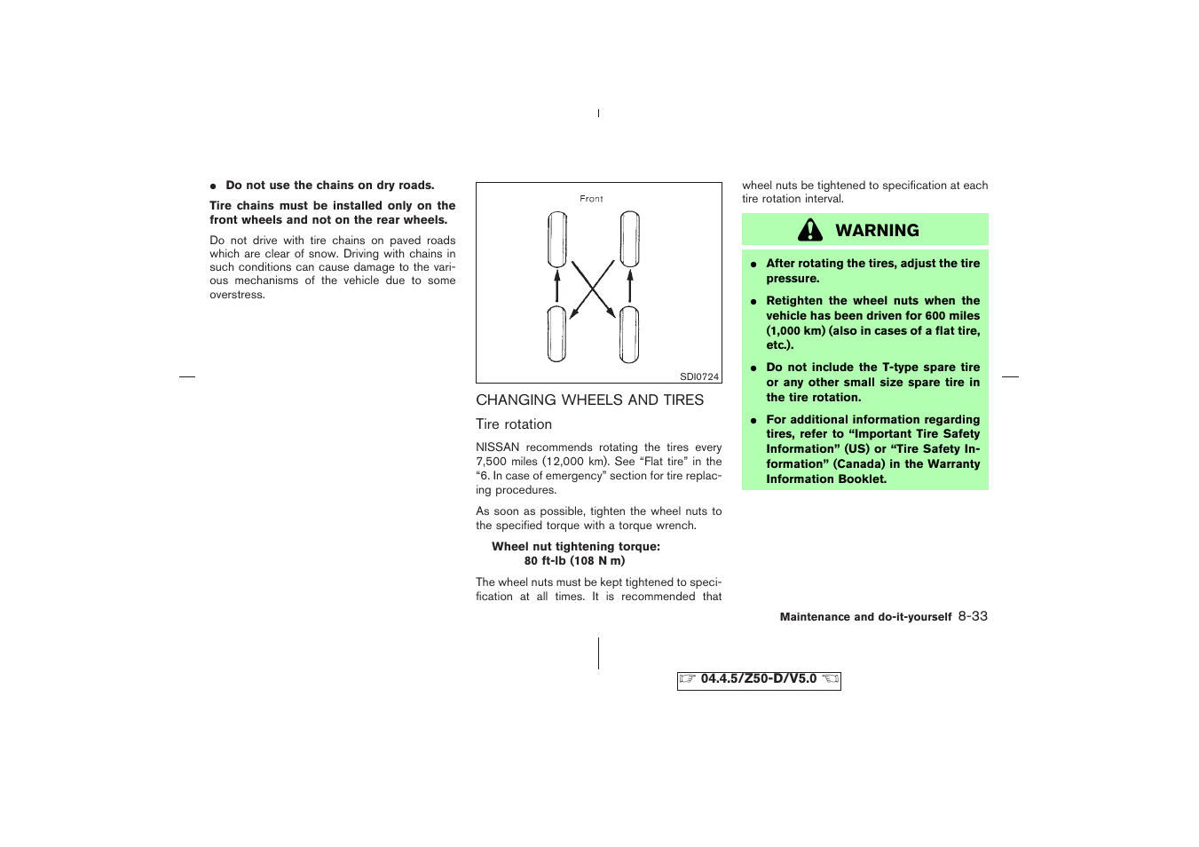 Warning | NISSAN CVT SIC0697 User Manual | Page 242 / 283