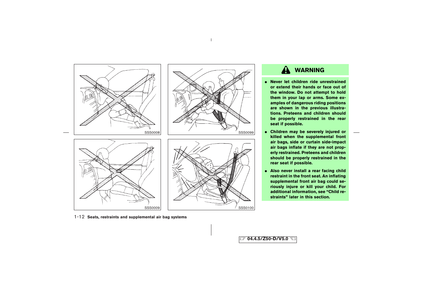 Warning | NISSAN CVT SIC0697 User Manual | Page 25 / 283