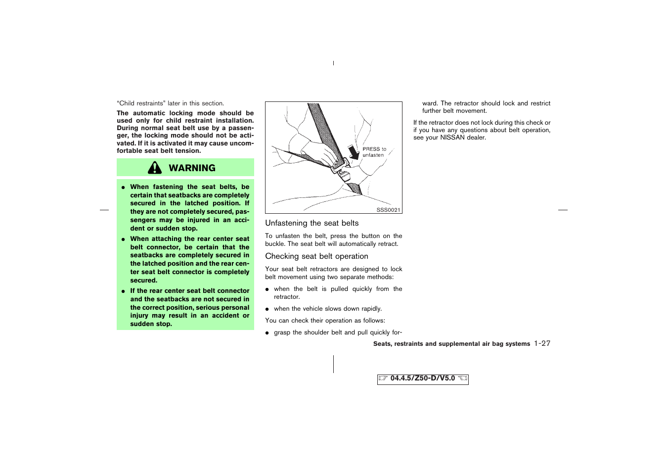Warning | NISSAN CVT SIC0697 User Manual | Page 40 / 283
