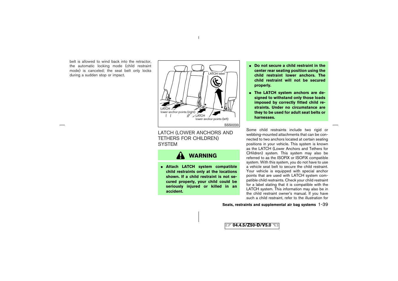 Warning | NISSAN CVT SIC0697 User Manual | Page 52 / 283