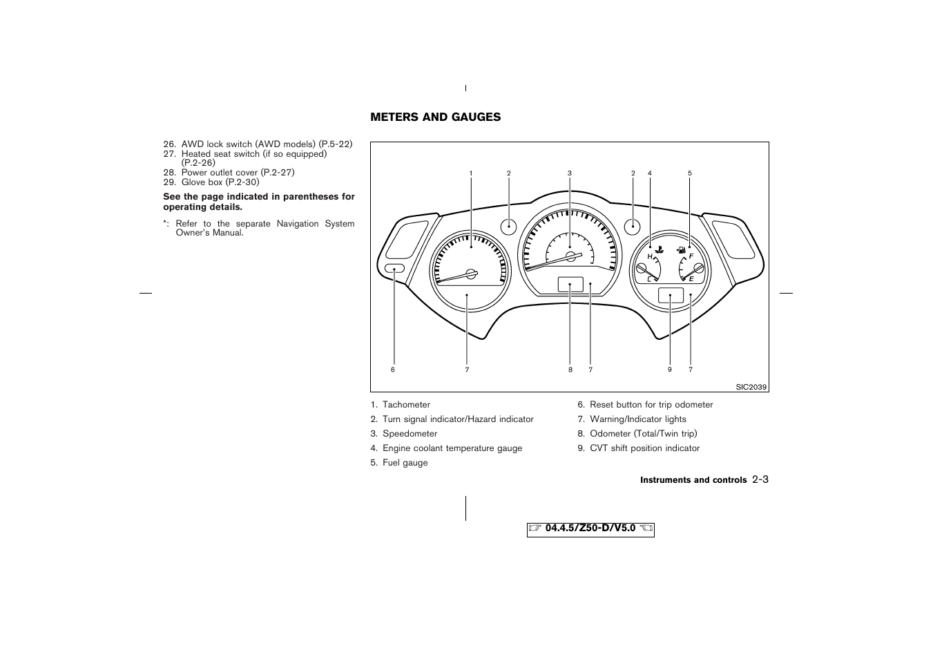 Meters and gauges -3 | NISSAN CVT SIC0697 User Manual | Page 62 / 283