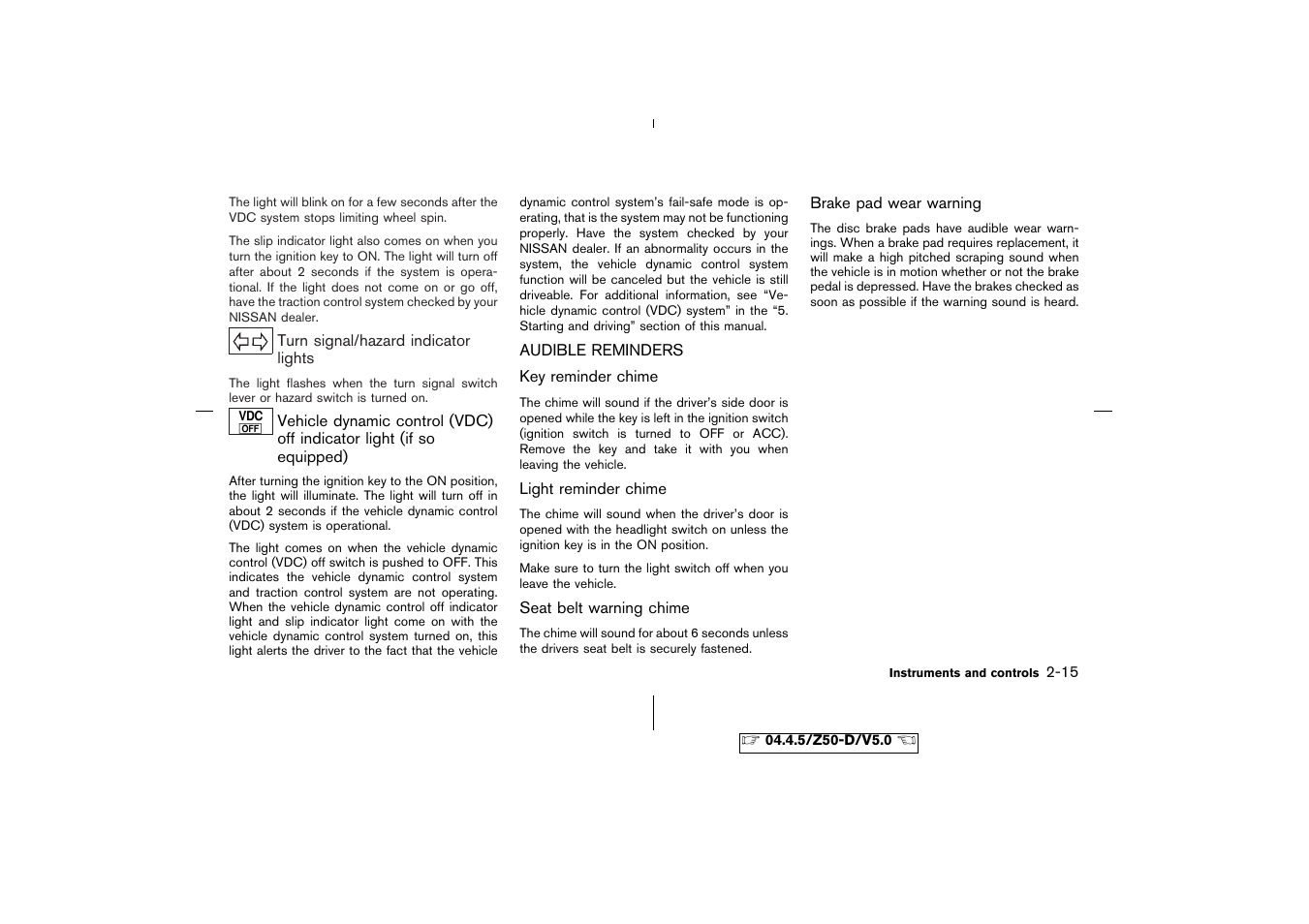 Audible reminders -15 | NISSAN CVT SIC0697 User Manual | Page 74 / 283