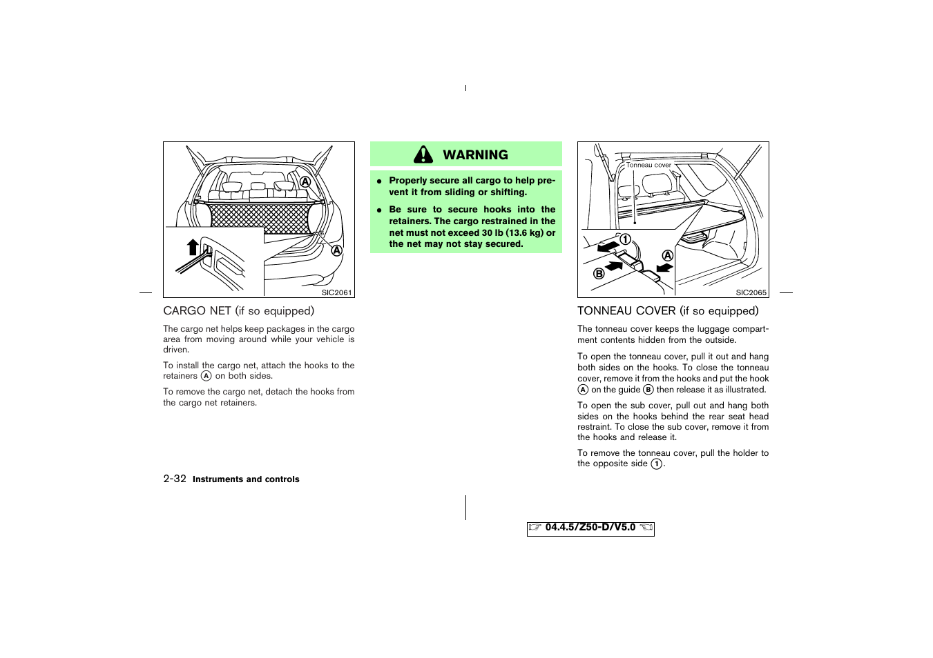 Warning | NISSAN CVT SIC0697 User Manual | Page 91 / 283