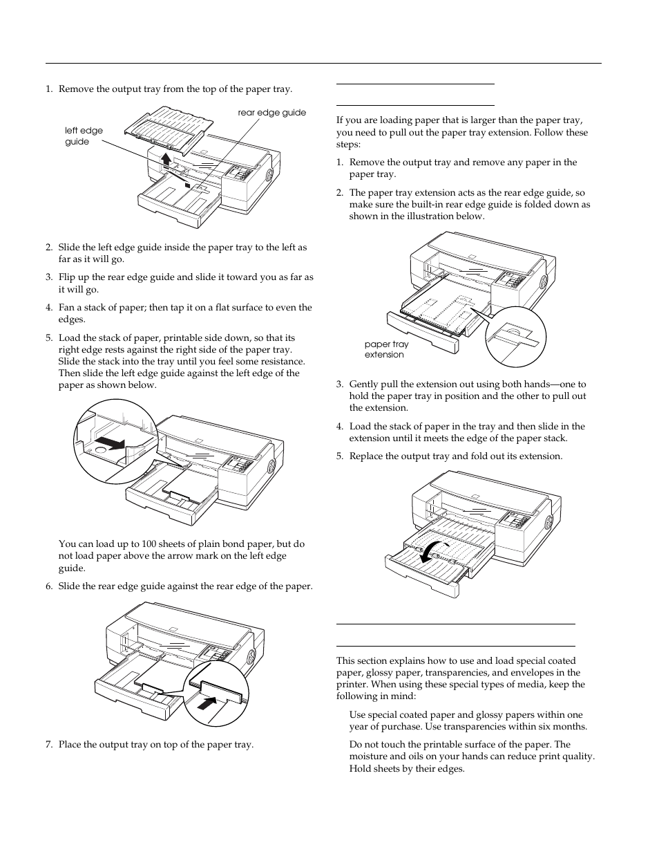 Loading oversized paper, Using special papers and other media, Epson stylus pro and pro xl | NISSAN EPSON Stylus Pro XL-1 User Manual | Page 10 / 14