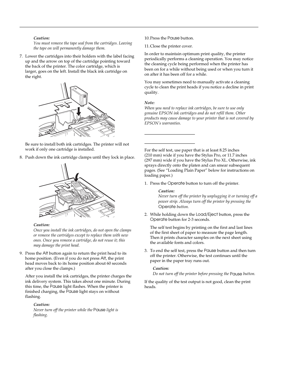 Testing the printer | NISSAN EPSON Stylus Pro XL-1 User Manual | Page 8 / 14