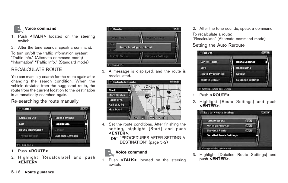 Recalculate route -16 | NISSAN 2011 Pathfinder User Manual | Page 108 / 235