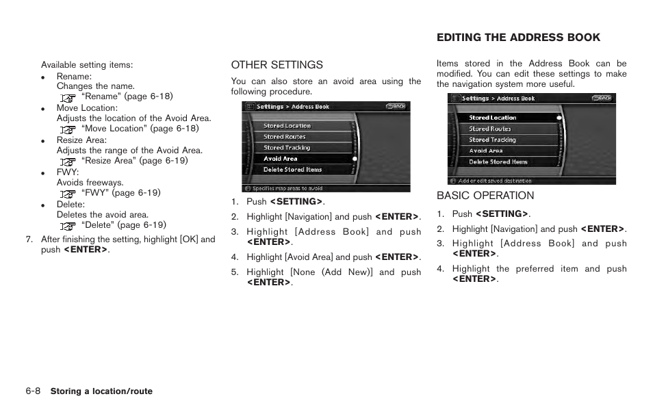 Other settings -8, Editing the address book -8, Basic operation -8 | NISSAN 2011 Pathfinder User Manual | Page 126 / 235