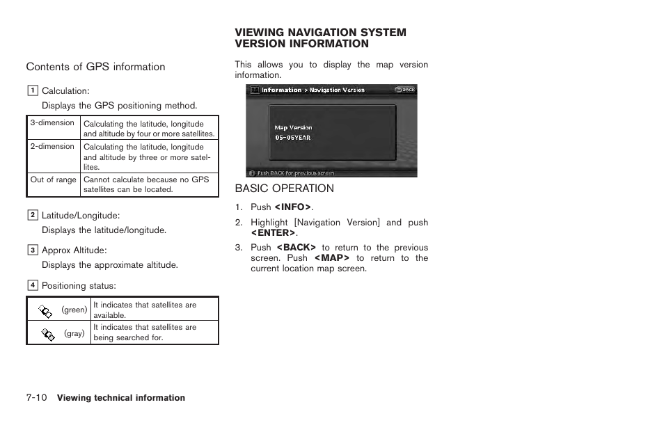 Viewing navigation system version information -10, Basic operation -10 | NISSAN 2011 Pathfinder User Manual | Page 152 / 235