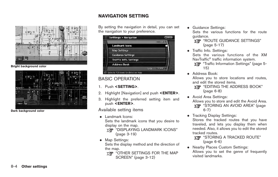 Navigation setting -4, Basic operation -4 | NISSAN 2011 Pathfinder User Manual | Page 156 / 235