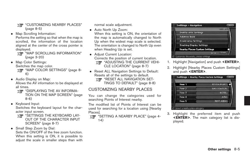 Customizing nearby places -5 | NISSAN 2011 Pathfinder User Manual | Page 157 / 235