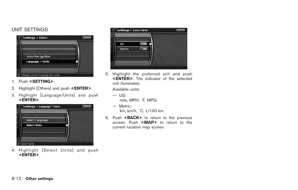 Unit settings -12 | NISSAN 2011 Pathfinder User Manual | Page 164 / 235