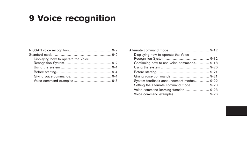 Voice recognition, 9 voice recognition | NISSAN 2011 Pathfinder User Manual | Page 165 / 235