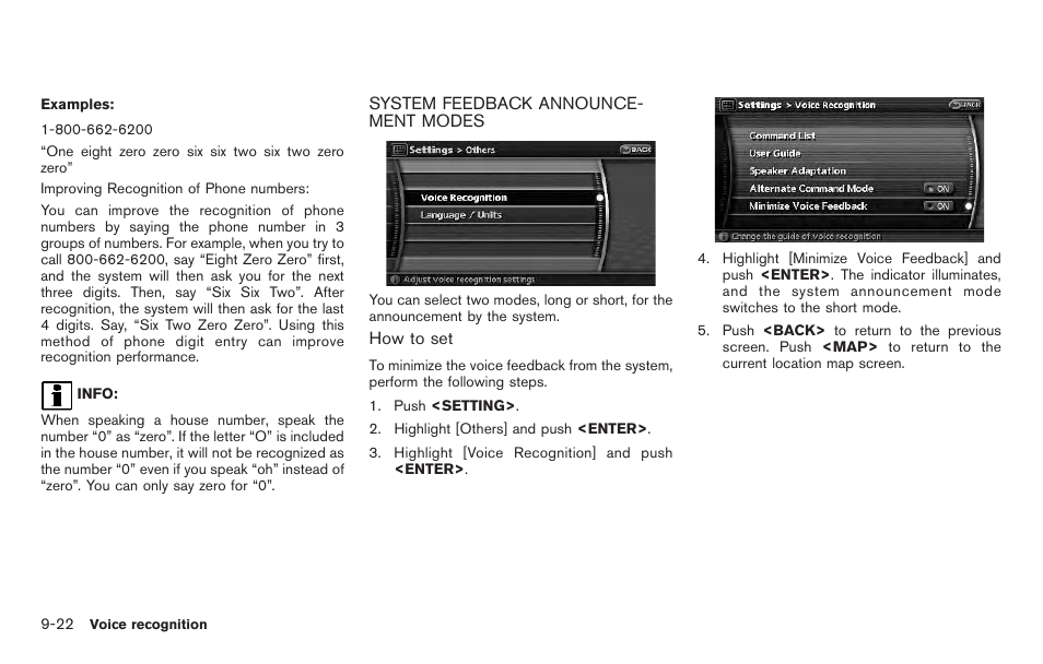 System feedback announcement modes -22 | NISSAN 2011 Pathfinder User Manual | Page 186 / 235