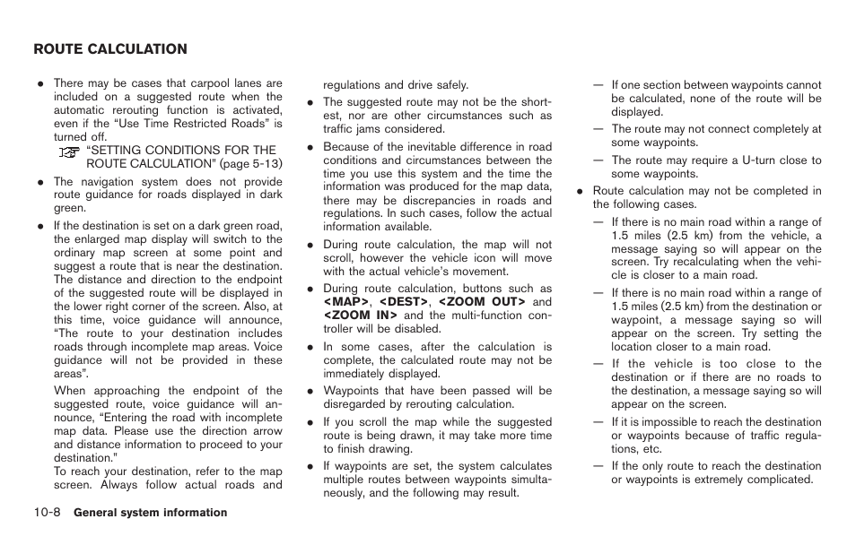 Route calculation -8 | NISSAN 2011 Pathfinder User Manual | Page 202 / 235