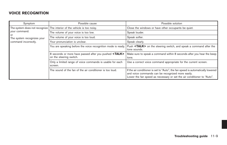 Voice recognition -9, Voice recognition | NISSAN 2011 Pathfinder User Manual | Page 221 / 235