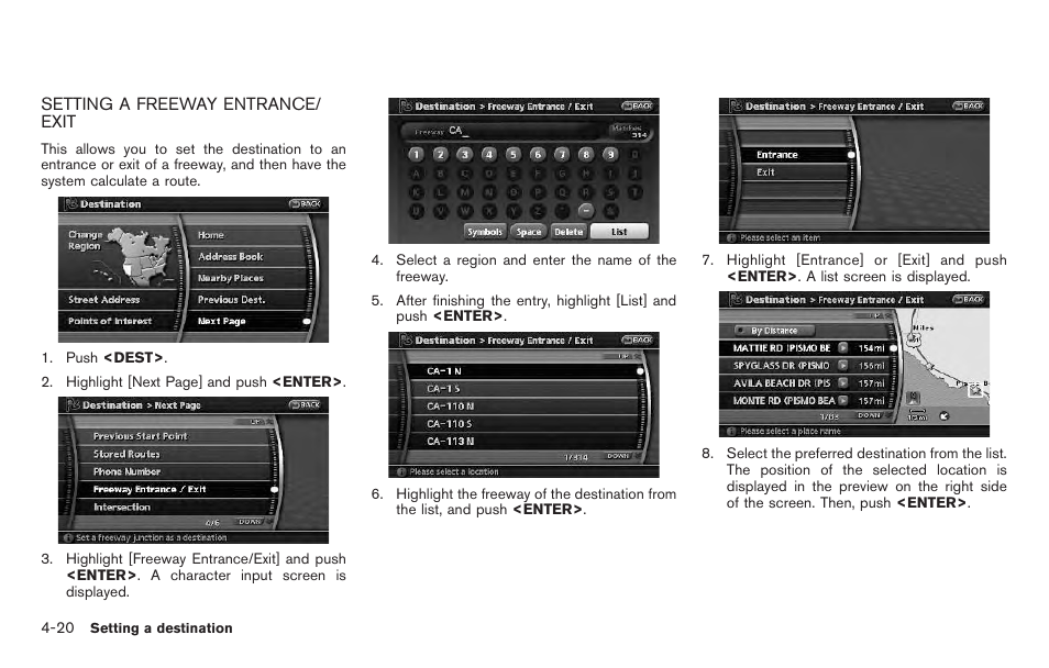 Setting a freeway entrance/exit -20 | NISSAN 2011 Pathfinder User Manual | Page 84 / 235