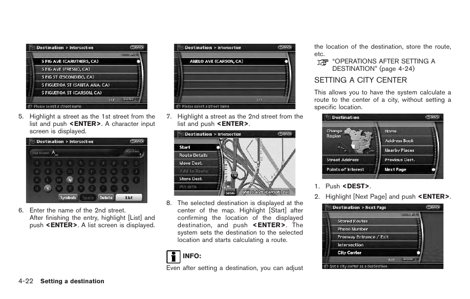 Setting a city center -22 | NISSAN 2011 Pathfinder User Manual | Page 86 / 235