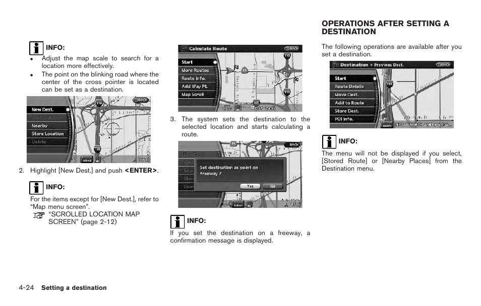 Operations after setting a destination -24 | NISSAN 2011 Pathfinder User Manual | Page 88 / 235