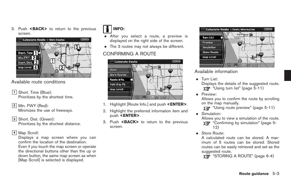 Confirming a route -3 | NISSAN 2011 Pathfinder User Manual | Page 95 / 235