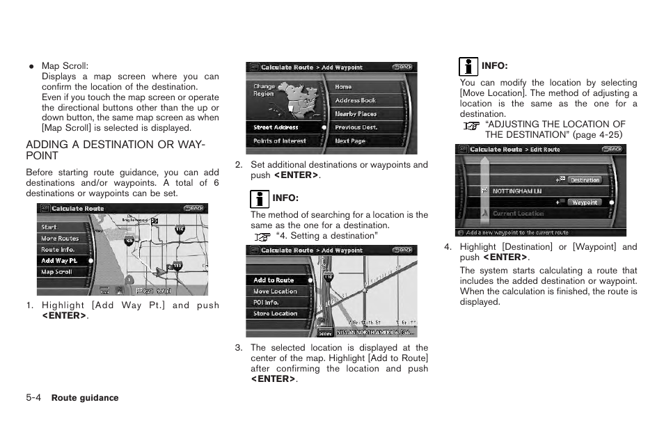 Adding a destination or waypoint -4 | NISSAN 2011 Pathfinder User Manual | Page 96 / 235