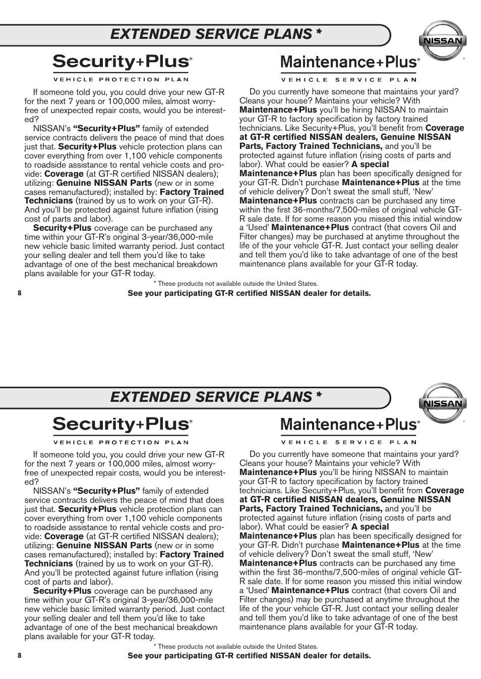 Extended service plans | NISSAN 2011 GT-R User Manual | Page 10 / 56
