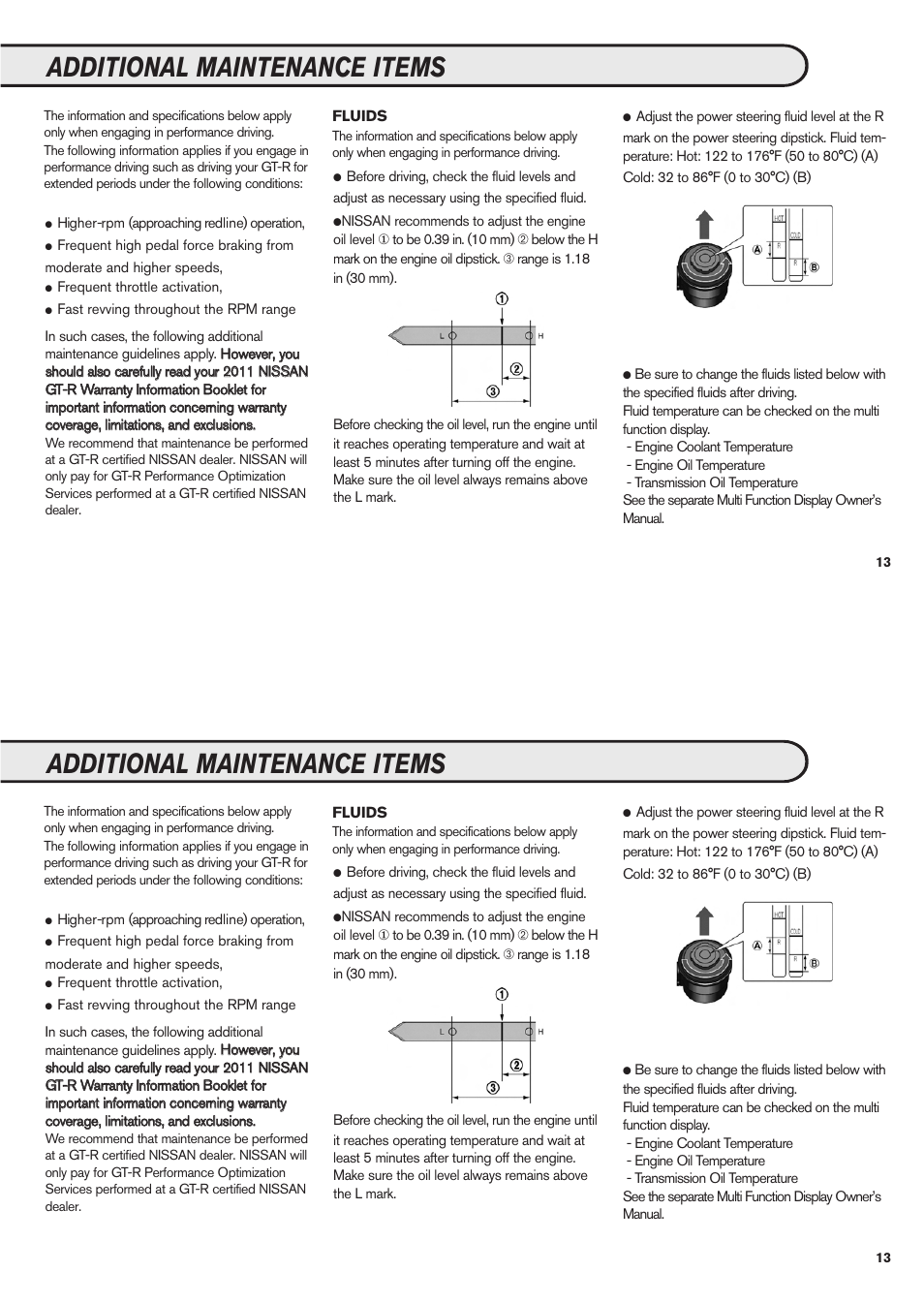 Additional maintenance items | NISSAN 2011 GT-R User Manual | Page 15 / 56