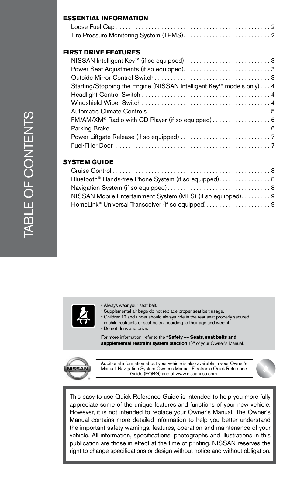 NISSAN 2011 Armada User Manual | Page 3 / 12