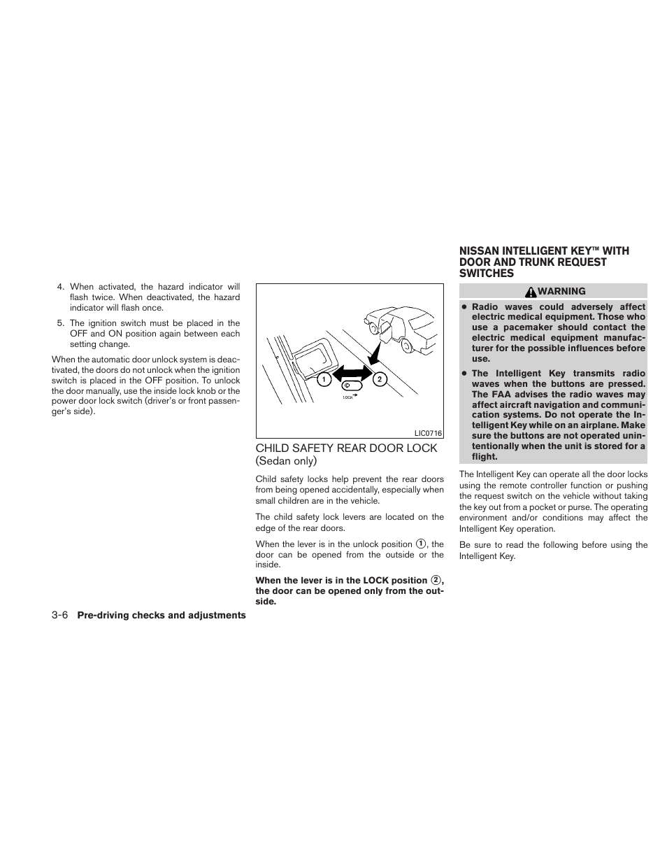 Child safety rear door lock (sedan only) -6 | NISSAN 2011 Altima Coupe User Manual | Page 141 / 446