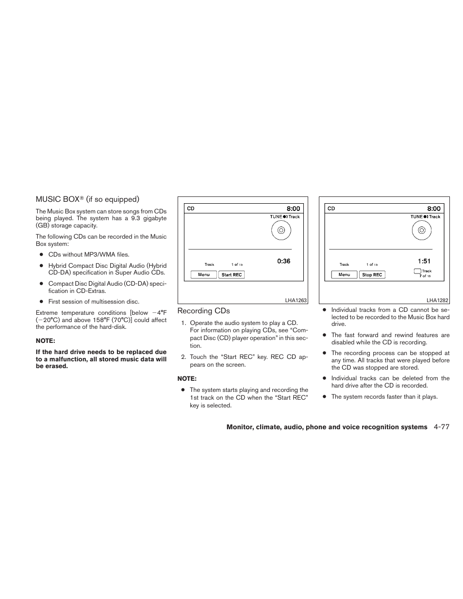 Music box, If so equipped) -77 | NISSAN 2011 Altima Coupe User Manual | Page 244 / 446