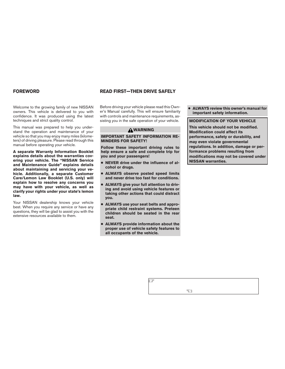 NISSAN vehicle User Manual | 384 pages