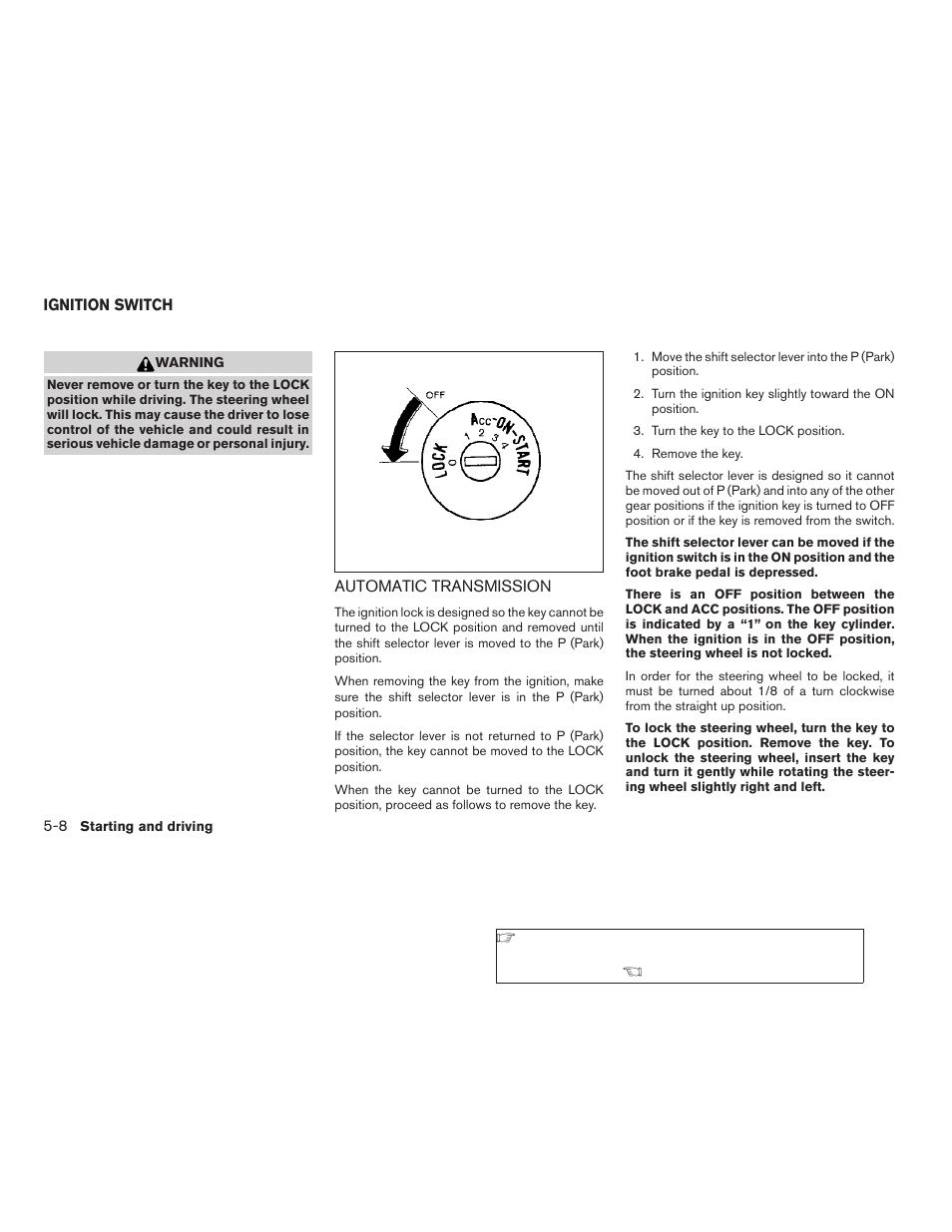 Ignition switch -8, Automatic transmission -8 | NISSAN vehicle User Manual | Page 258 / 384