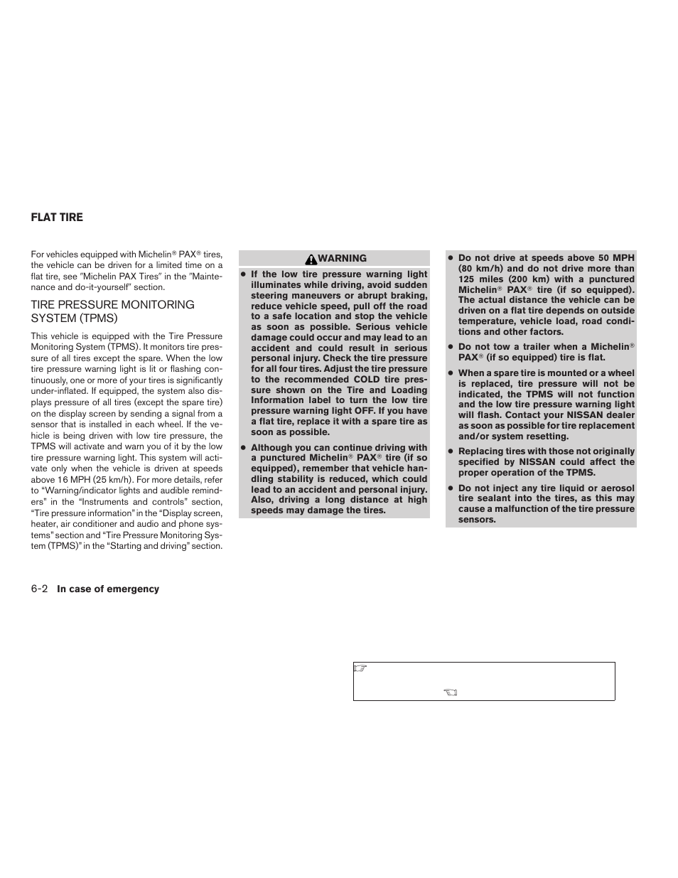 Flat tire -2, Tire pressure monitoring system (tpms) -2 | NISSAN vehicle User Manual | Page 278 / 384