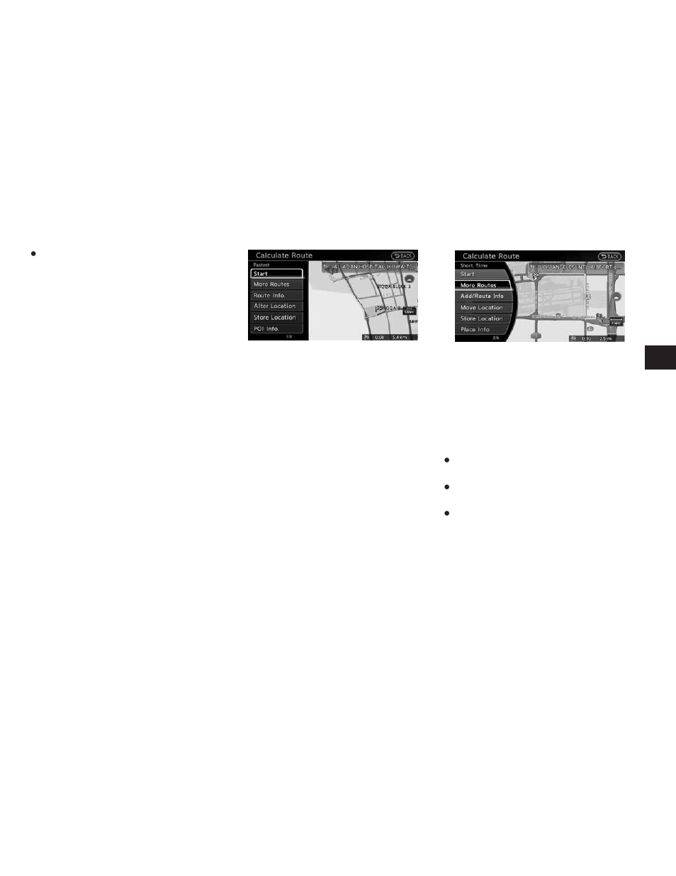 Starting route guidance -3 selecting a route -3 | NISSAN 2010 Altima Coupe User Manual | Page 108 / 312