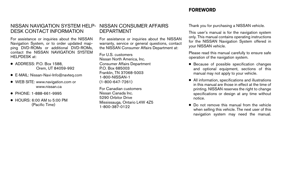 NISSAN 2010 Altima Coupe User Manual | Page 2 / 312