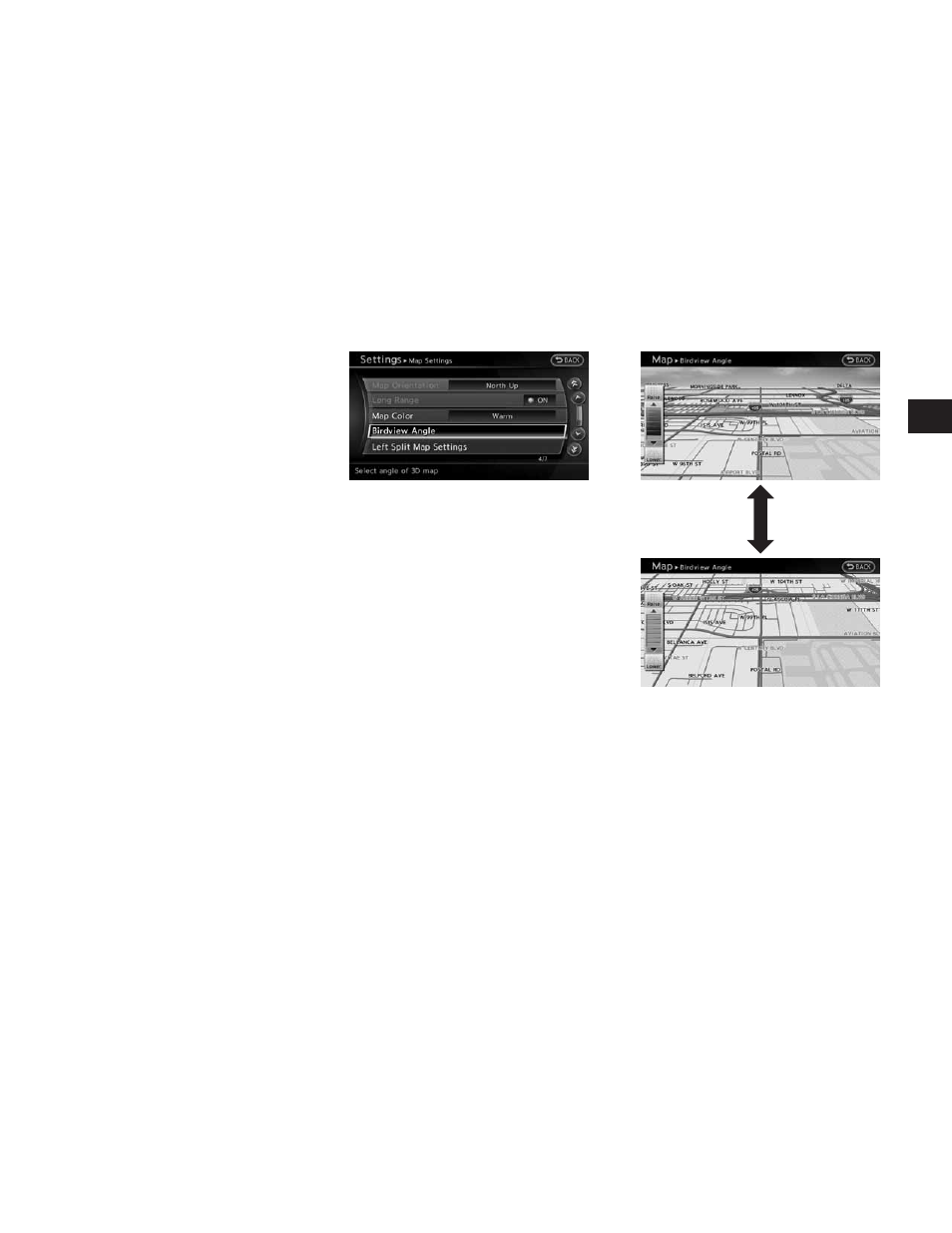 Changing the birdview™ angle -19 | NISSAN 2010 Altima Coupe User Manual | Page 62 / 312