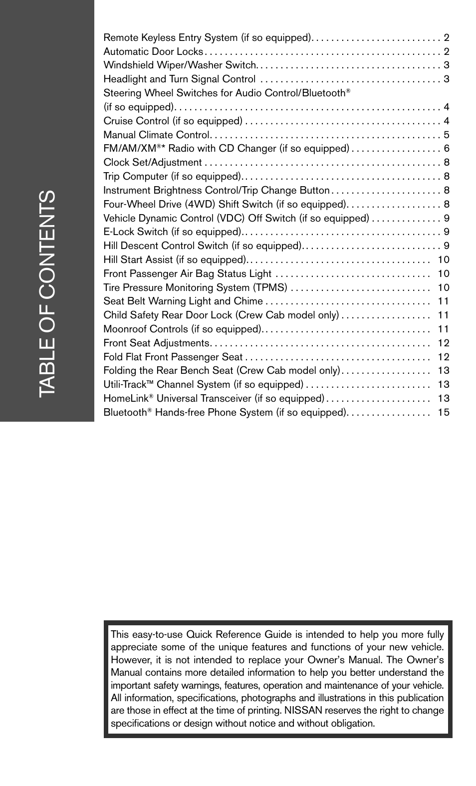 NISSAN 2010 Frontier User Manual | Page 3 / 20