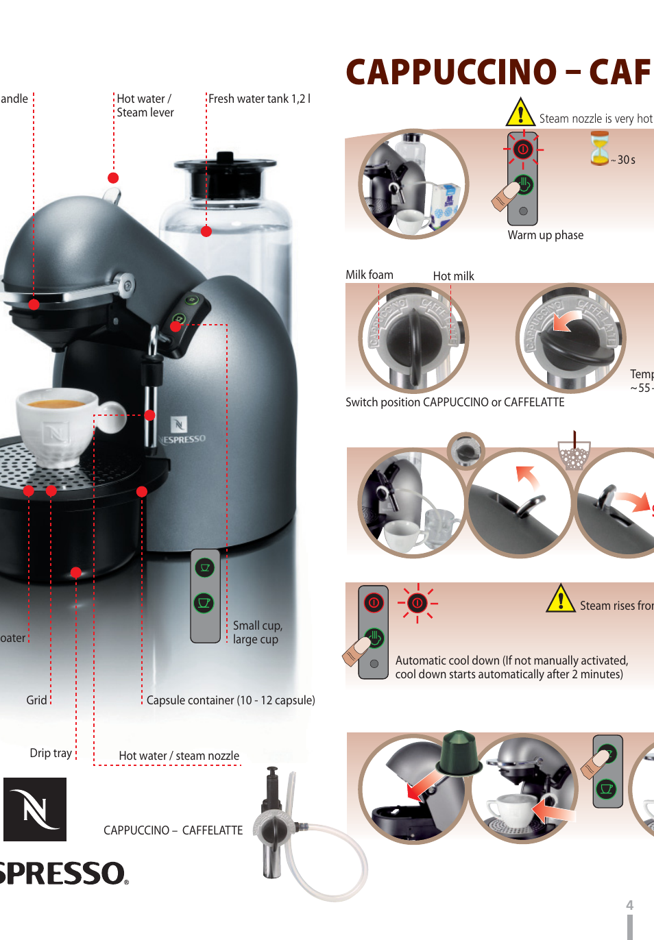 Cappuccino  caf | Nespresso D290 User Manual | Page 4 / 10