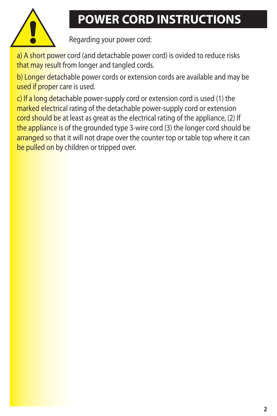 Power cord instructions | Nespresso ESSENZA C90 User Manual | Page 3 / 10