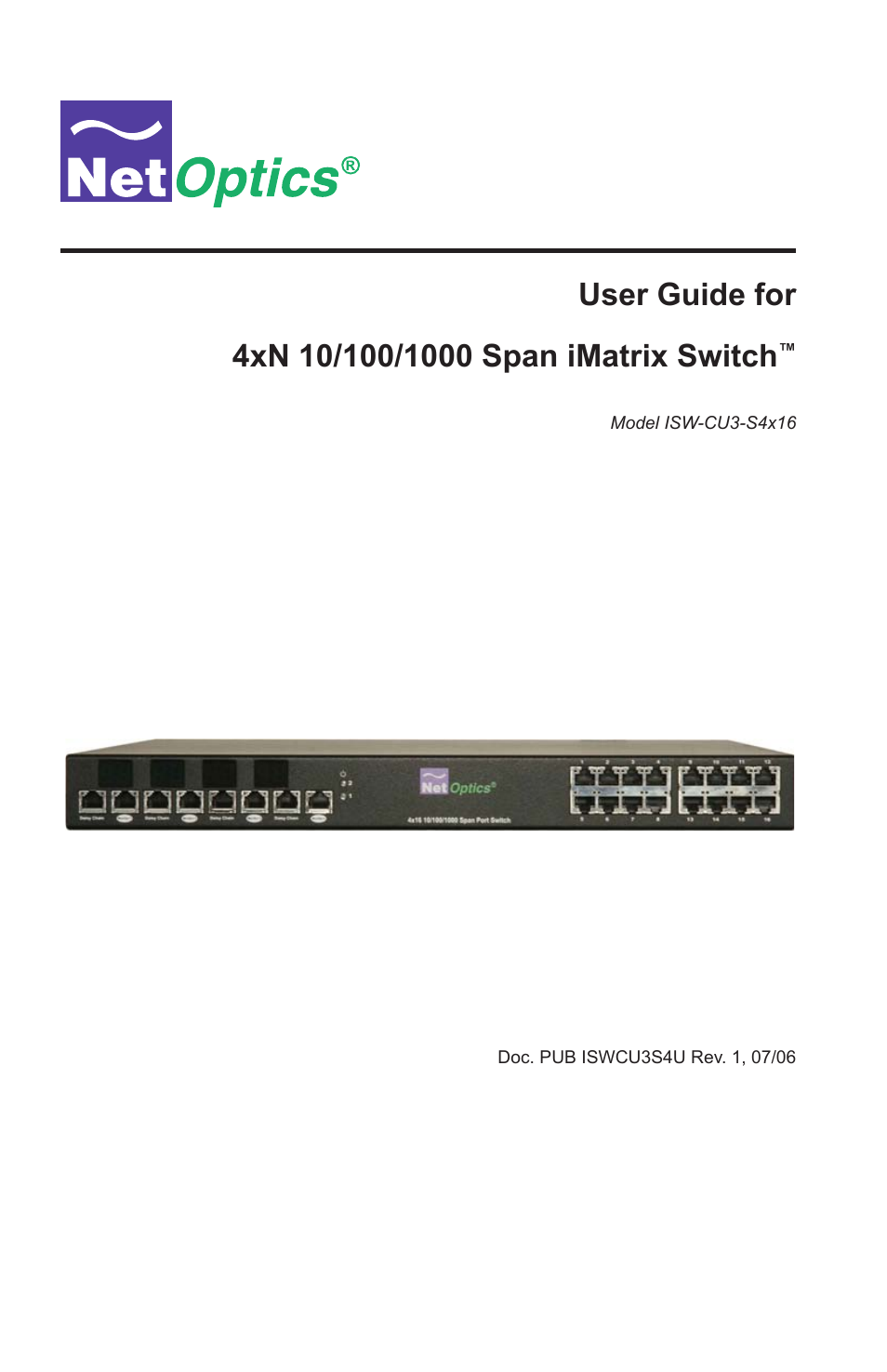 Net Optics ISW-CU3-S4x16 User Manual | 44 pages