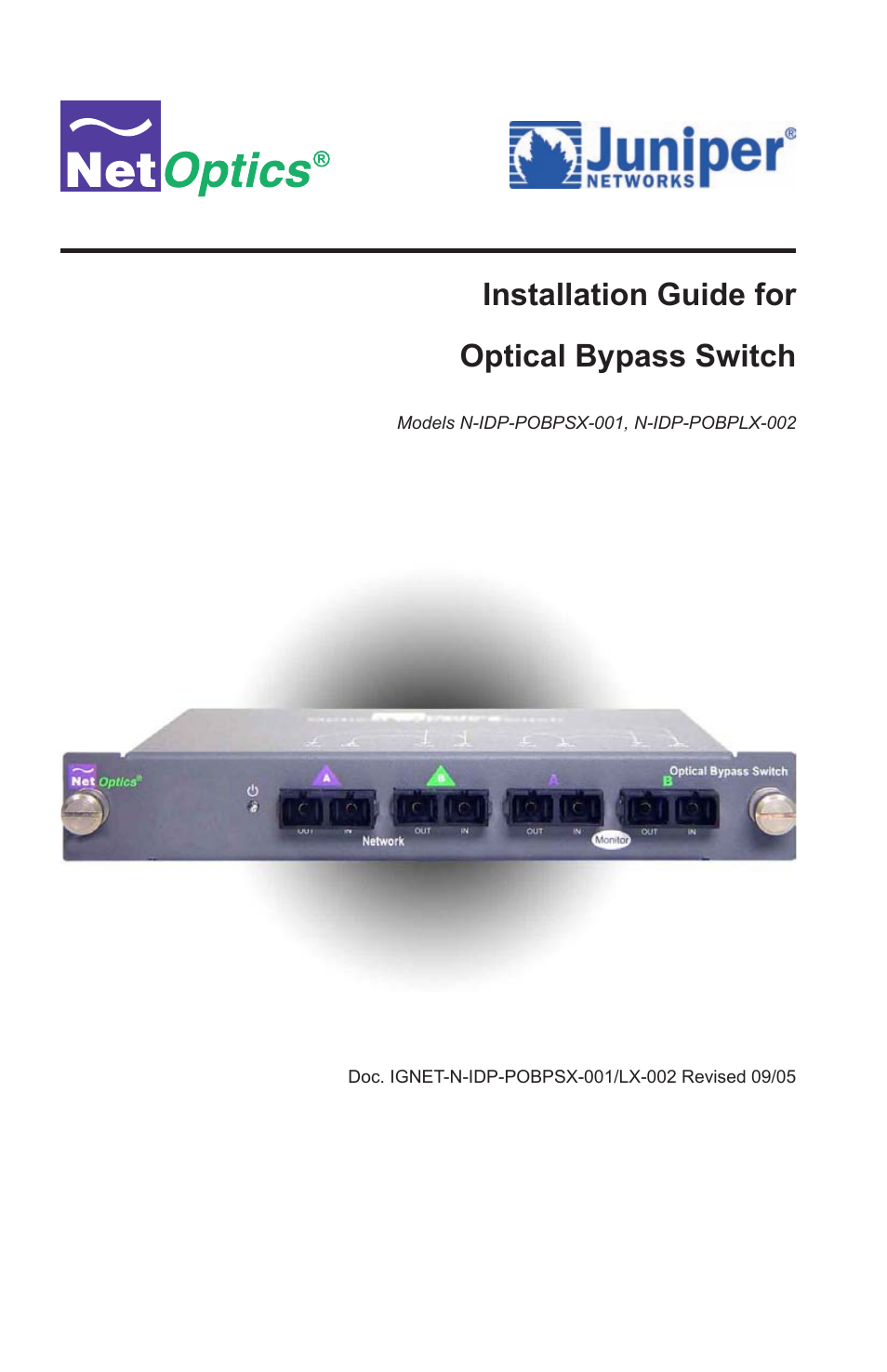 Net Optics N-IDP-POBPSX-001 User Manual | 12 pages