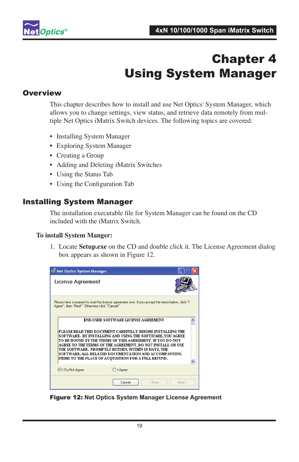 Chapter 4 using system manager | Net Optics 4xN1000 User Manual | Page 23 / 44