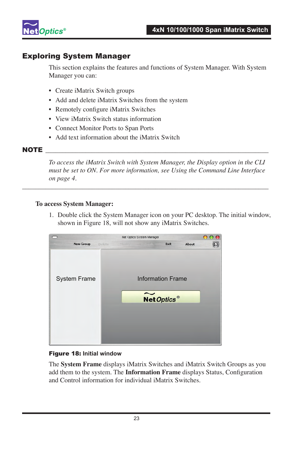 Exploring system manager | Net Optics 4xN1000 User Manual | Page 27 / 44